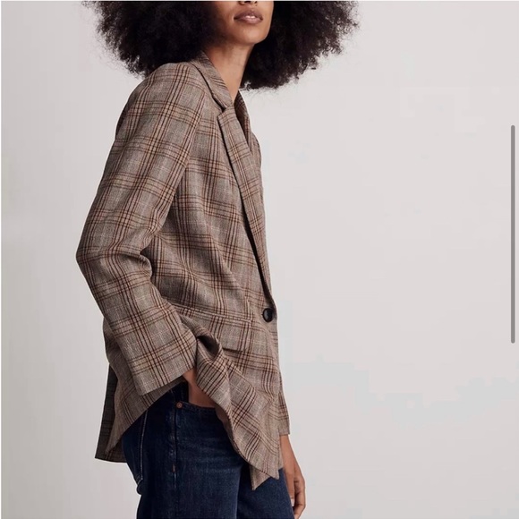 Madewell Caldwell Double-Breasted Oversized Blazer Plaid - Size Medium - Picture 2 of 11